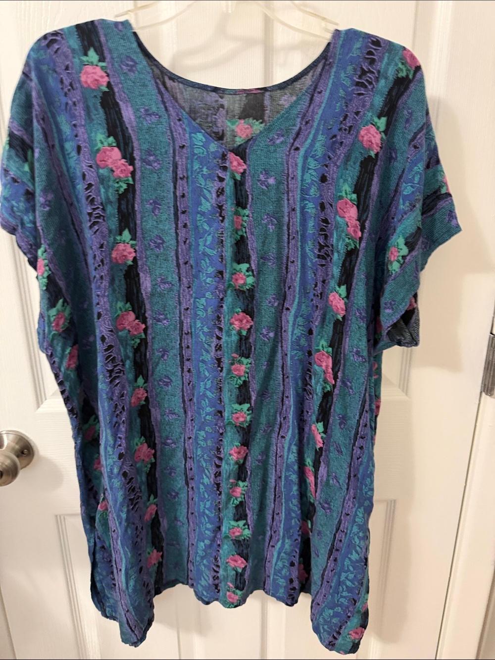 Women's Teal & Purple Floral Button-Front Top